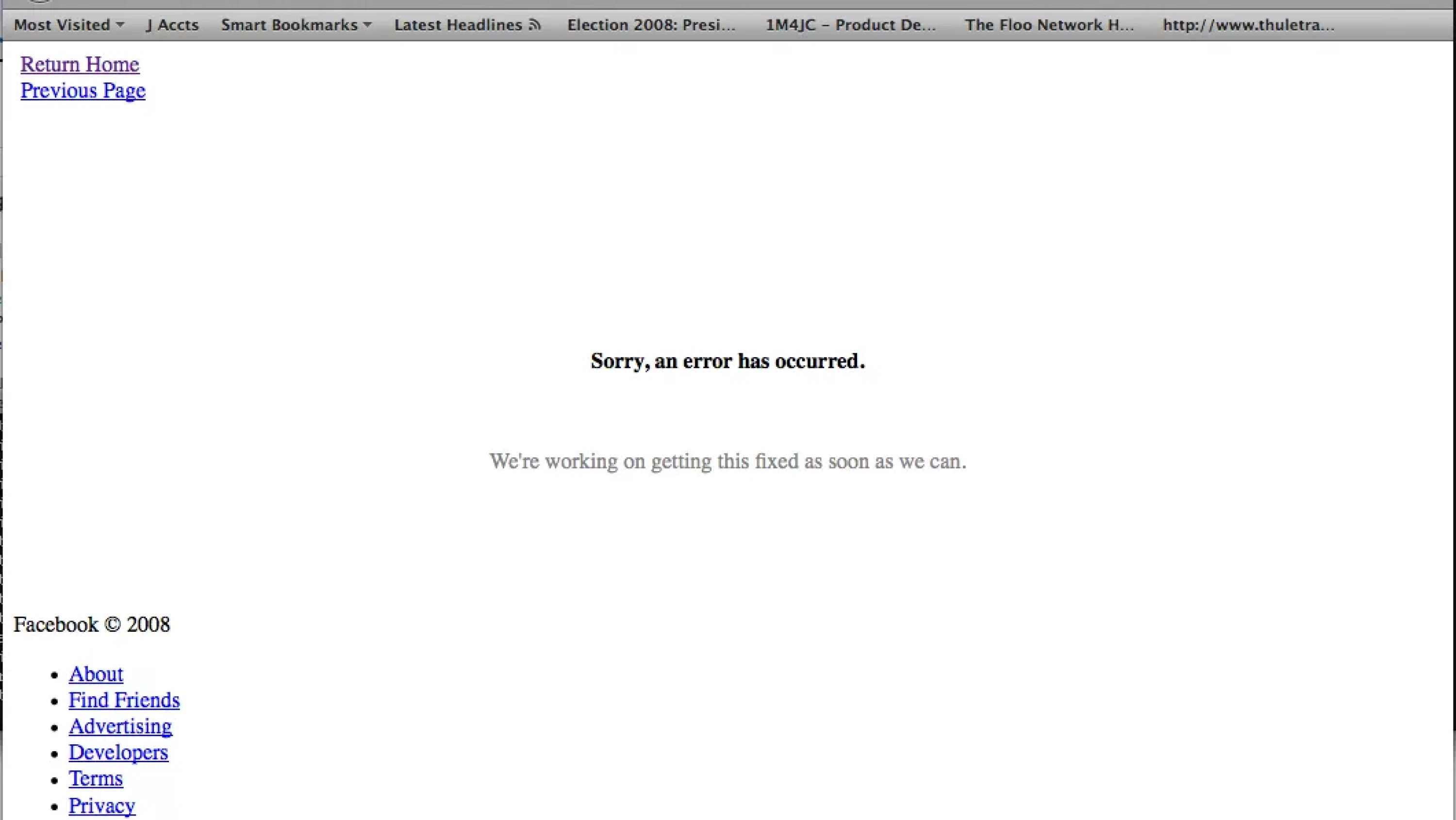 Facebook - whoops there goes another major site! Facebook - whoops there goes another major site!