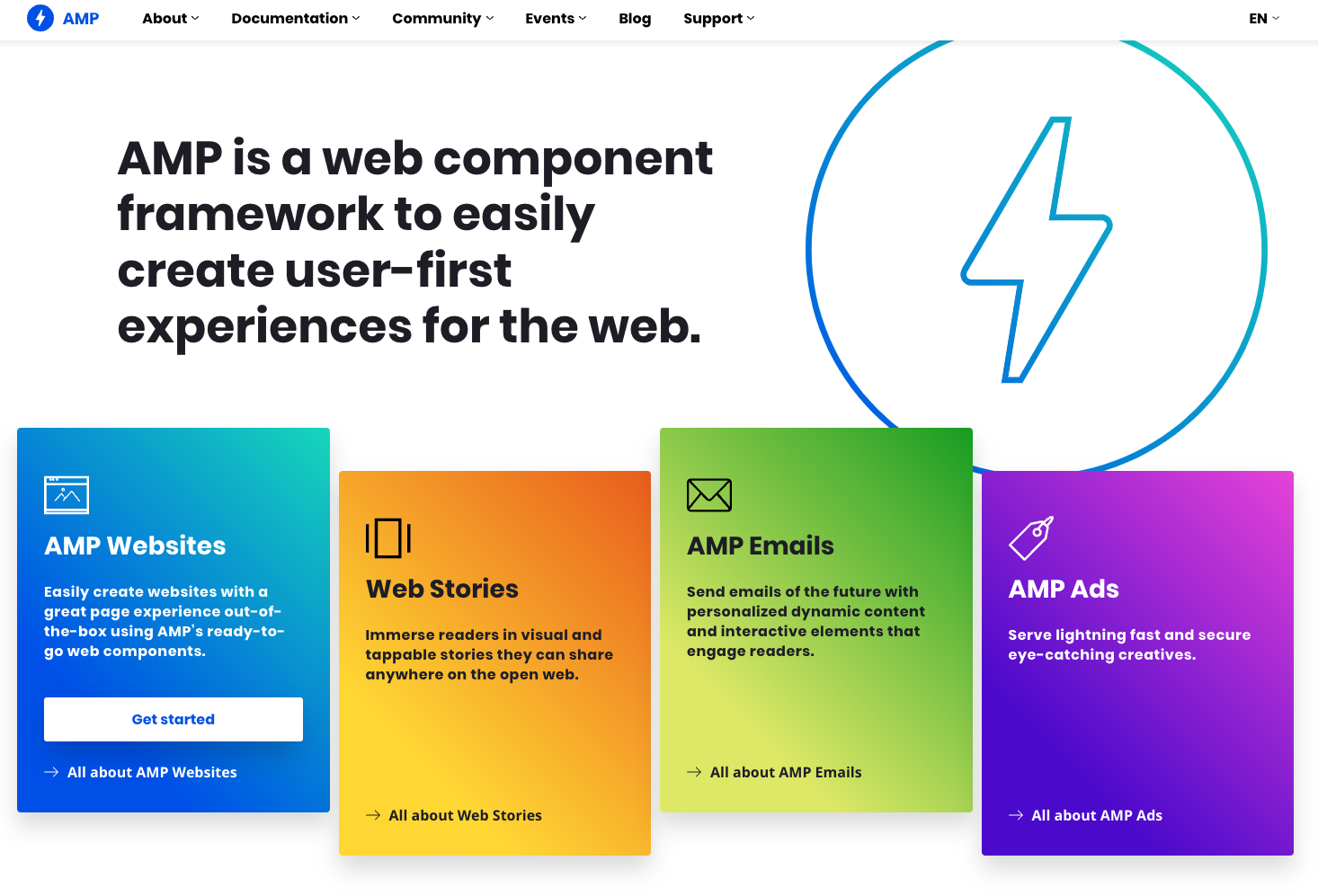 Homepage of the AMP Website